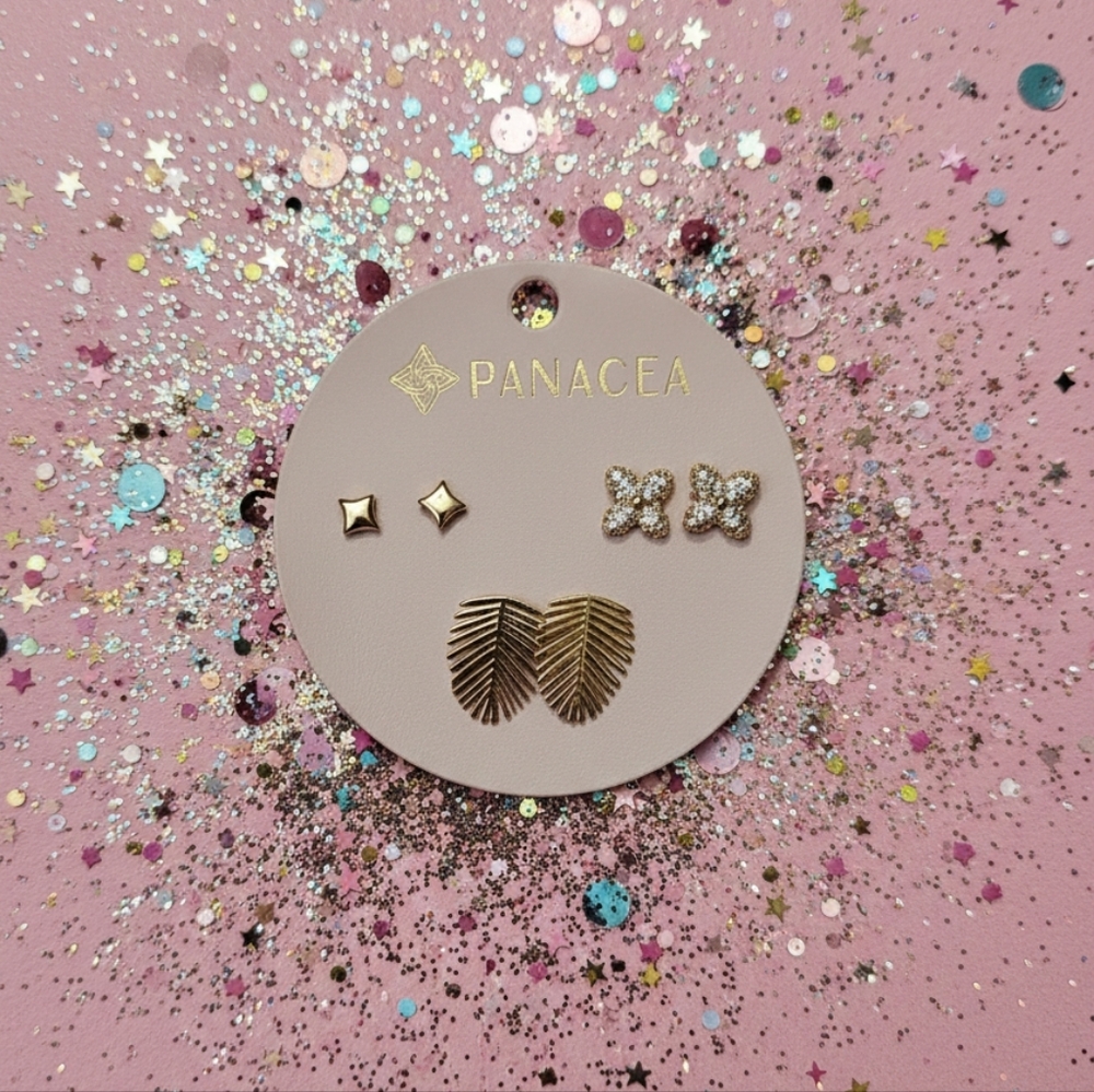 Panacea Gold Studded Earring Set 3 Pairs